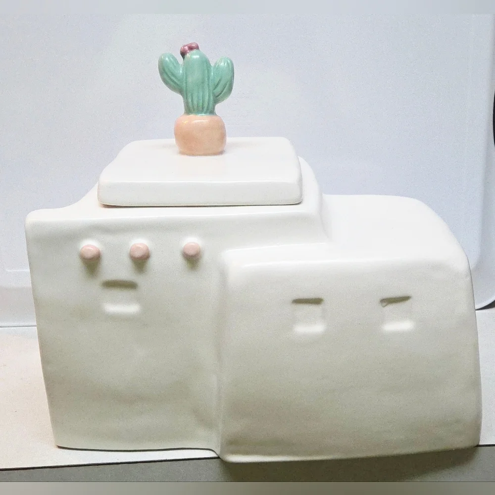 Vtg Treasure Craft Pueblo Mesa Southwestern Adobe Aztec Cactus Cookie Jar